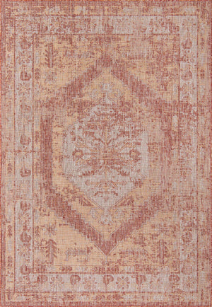 Rust Red 7' 1 x 10' Outdoor Traditional Rectangle Rug