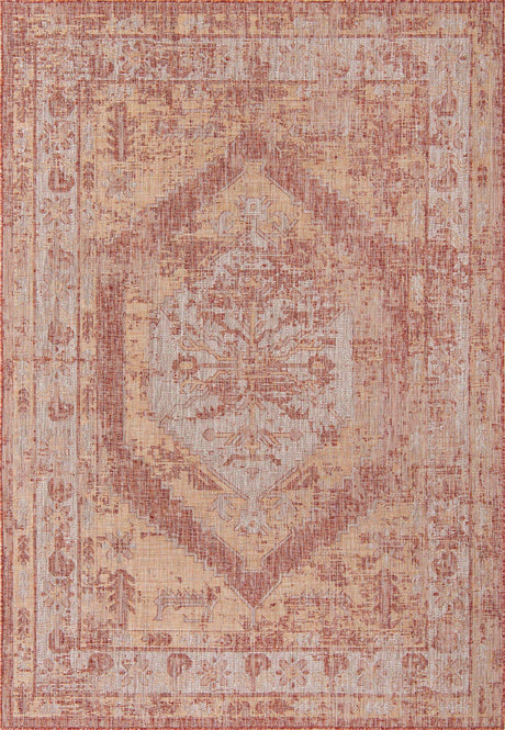 Rust Red 7' 1 x 10' Outdoor Traditional Rectangle Rug