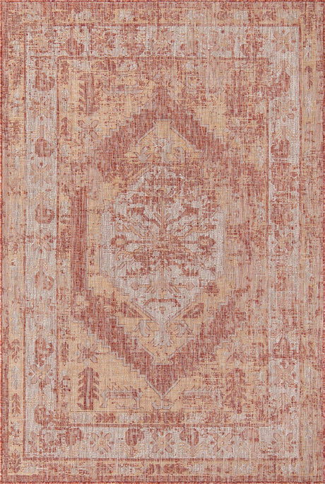 Rust Red 6' 1 x 9' Outdoor Traditional Rectangle Rug