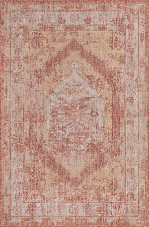 Rust Red 5' 3 x 8' Outdoor Traditional Rectangle Area Rug Weather Resistant for Patio, Deck, Terrace, Balcony, Porch Classical Design Outside Carpet for Sale at Rug Engine