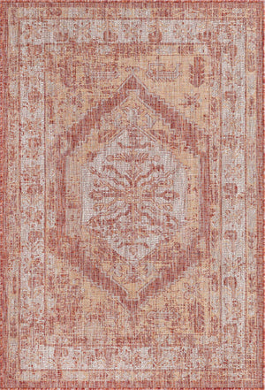 Rust Red 4' 1 x 6' 1 Outdoor Traditional Rectangle Area Rug Weather Resistant for Patio, Deck, Terrace, Balcony, Porch Classical Design Outside Carpet for Sale at Rug Engine