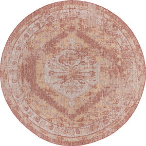 Rust Red 10' x 10' Outdoor Traditional Round Area Rug Weather Resistant for Patio, Deck, Terrace, Balcony, Porch Classical Design Outside Carpet for Sale at Rug Engine