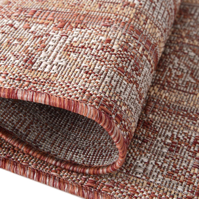 Rust Red 4' 1 x 4' 1 Outdoor Traditional Round Area Rug Weather Resistant for Patio, Deck, Terrace, Balcony, Porch Classical Design Outside Carpet for Sale at Rug Engine