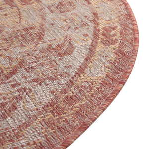 Rust Red 4' 1 x 4' 1 Outdoor Traditional Round Area Rug Weather Resistant for Patio, Deck, Terrace, Balcony, Porch Classical Design Outside Carpet for Sale at Rug Engine