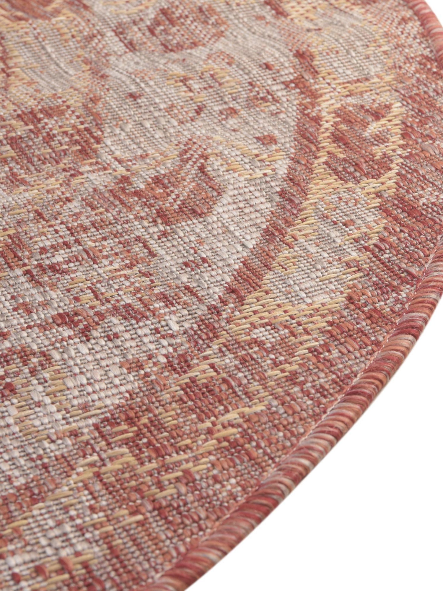 Rust Red 10' x 10' Outdoor Traditional Round Area Rug Weather Resistant for Patio, Deck, Terrace, Balcony, Porch Classical Design Outside Carpet for Sale at Rug Engine