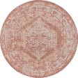 Rust Red 7' 10 x 7' 10 Outdoor Traditional Round Area Rug Weather Resistant for Patio, Deck, Terrace, Balcony, Porch Classical Design Outside Carpet for Sale at Rug Engine