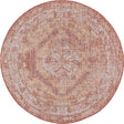 Rust Red 5' 3 x 5' 3 Outdoor Traditional Round Area Rug Weather Resistant for Patio, Deck, Terrace, Balcony, Porch Classical Design Outside Carpet for Sale at Rug Engine