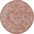Rust Red 4' 1 x 4' 1 Outdoor Traditional Round Area Rug Weather Resistant for Patio, Deck, Terrace, Balcony, Porch Classical Design Outside Carpet for Sale at Rug Engine