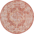 Rust Red 3' 1 x 3' 1 Outdoor Traditional Round Area Rug Weather Resistant for Patio, Deck, Terrace, Balcony, Porch Classical Design Outside Carpet for Sale at Rug Engine