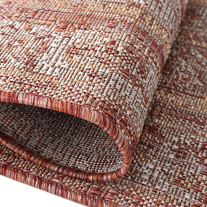 Rust Red 8' x 8' Outdoor Traditional Square Rug