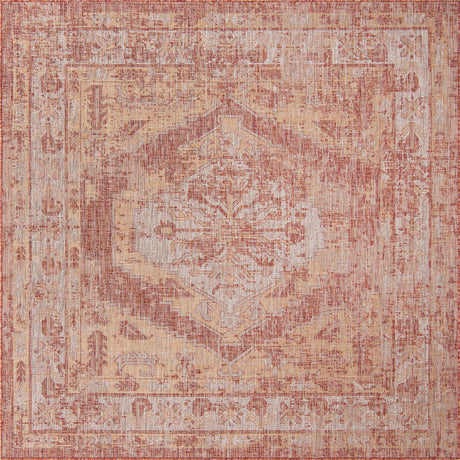 Rust Red 8' x 8' Outdoor Traditional Square Rug