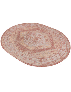 Rust Red 7' 10 x 10' Outdoor Traditional Oval Area Rug Weather Resistant for Patio, Deck, Terrace, Balcony, Porch Classical Design Outside Carpet for Sale at Rug Engine