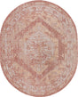 Rust Red 7' 10 x 10' Outdoor Traditional Oval Area Rug Weather Resistant for Patio, Deck, Terrace, Balcony, Porch Classical Design Outside Carpet for Sale at Rug Engine