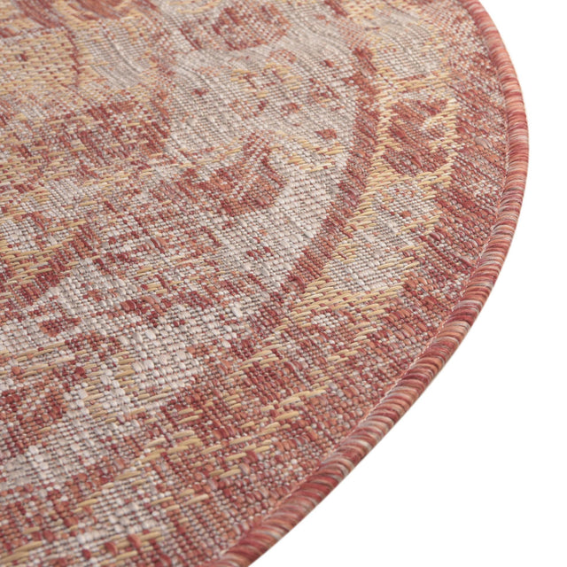 Rust Red 7' 10 x 10' Outdoor Traditional Oval Area Rug Weather Resistant for Patio, Deck, Terrace, Balcony, Porch Classical Design Outside Carpet for Sale at Rug Engine