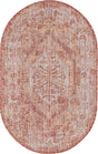 Rust Red 3' 1 x 5' 3 Outdoor Traditional Oval Area Rug Weather Resistant for Patio, Deck, Terrace, Balcony, Porch Classical Design Outside Carpet for Sale at Rug Engine