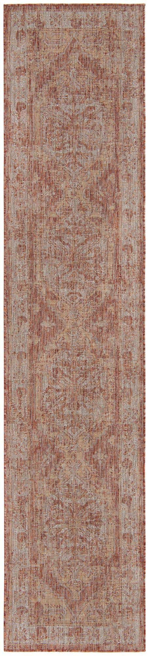 Rust Red 2' 7 x 12' Outdoor Traditional Runner Area Rug Weather Resistant for Patio, Deck, Terrace, Balcony, Porch Classical Design Outside Carpet for Sale at Rug Engine