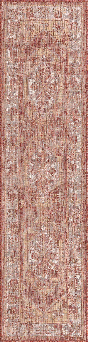 Rust Red 2' x 8' Outdoor Traditional Runner Area Rug Weather Resistant for Patio, Deck, Terrace, Balcony, Porch Classical Design Outside Carpet for Sale at Rug Engine
