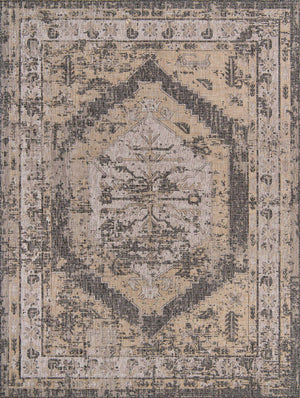 Charcoal 9' x 12' Outdoor Traditional Rectangle Area Rug Weather Resistant for Patio, Deck, Terrace, Balcony, Porch Classical Design Outside Carpet for Sale at Rug Engine