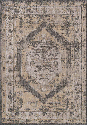 Charcoal 7' 1 x 10' Outdoor Traditional Rectangle Area Rug Weather Resistant for Patio, Deck, Terrace, Balcony, Porch Classical Design Outside Carpet for Sale at Rug Engine