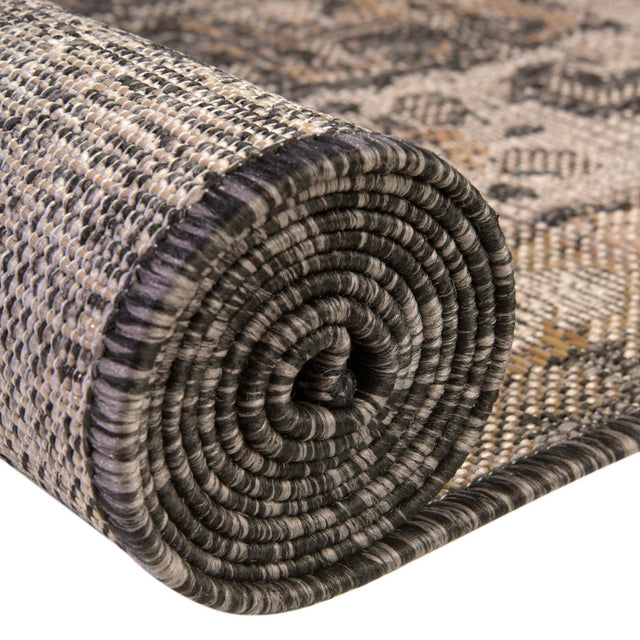 Charcoal 9' x 12' Outdoor Traditional Rectangle Area Rug Weather Resistant for Patio, Deck, Terrace, Balcony, Porch Classical Design Outside Carpet for Sale at Rug Engine