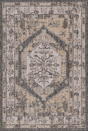 Charcoal 4' 1 x 6' 1 Outdoor Traditional Rectangle Area Rug Weather Resistant for Patio, Deck, Terrace, Balcony, Porch Classical Design Outside Carpet for Sale at Rug Engine
