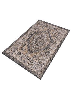 Charcoal 2' x 3' 1 Outdoor Traditional Rectangle Area Rug Weather Resistant for Patio, Deck, Terrace, Balcony, Porch Classical Design Outside Carpet for Sale at Rug Engine