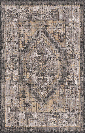 Charcoal 2' x 3' 1 Outdoor Traditional Rectangle Area Rug Weather Resistant for Patio, Deck, Terrace, Balcony, Porch Classical Design Outside Carpet for Sale at Rug Engine