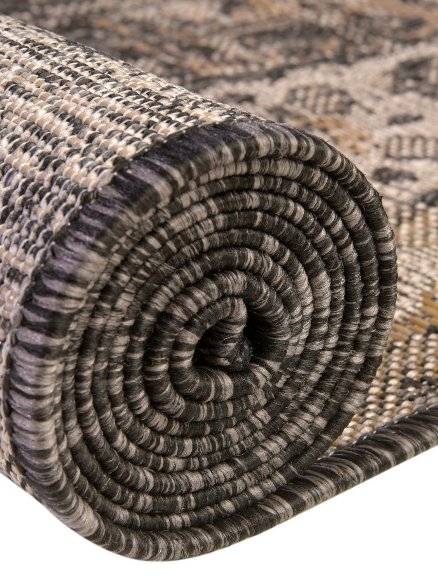 Charcoal 7' 10 x 7' 10 Outdoor Traditional Round Area Rug Weather Resistant for Patio, Deck, Terrace, Balcony, Porch Classical Design Outside Carpet for Sale at Rug Engine