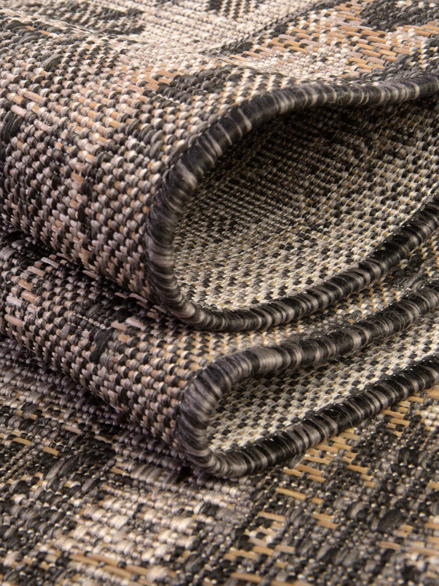 Charcoal 7' 10 x 7' 10 Outdoor Traditional Round Area Rug Weather Resistant for Patio, Deck, Terrace, Balcony, Porch Classical Design Outside Carpet for Sale at Rug Engine