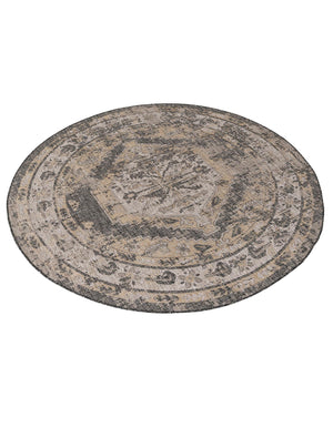 Charcoal 7' 10 x 7' 10 Outdoor Traditional Round Area Rug Weather Resistant for Patio, Deck, Terrace, Balcony, Porch Classical Design Outside Carpet for Sale at Rug Engine