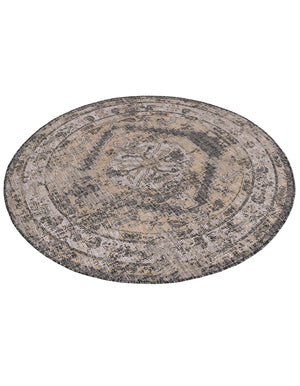 Charcoal 5' 3 x 5' 3 Outdoor Traditional Round Area Rug Weather Resistant for Patio, Deck, Terrace, Balcony, Porch Classical Design Outside Carpet for Sale at Rug Engine