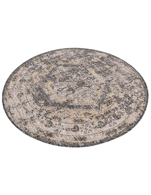 Charcoal 4' 1 x 4' 1 Outdoor Traditional Round Area Rug Weather Resistant for Patio, Deck, Terrace, Balcony, Porch Classical Design Outside Carpet for Sale at Rug Engine