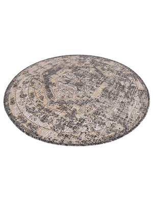 Charcoal 4' 1 x 4' 1 Outdoor Traditional Round Area Rug Weather Resistant for Patio, Deck, Terrace, Balcony, Porch Classical Design Outside Carpet for Sale at Rug Engine