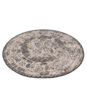 Charcoal 3' 1 x 3' 1 Outdoor Traditional Round Area Rug Weather Resistant for Patio, Deck, Terrace, Balcony, Porch Classical Design Outside Carpet for Sale at Rug Engine