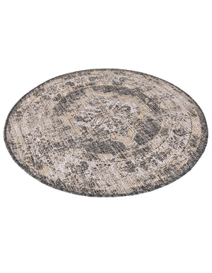 Charcoal 3' 1 x 3' 1 Outdoor Traditional Round Area Rug Weather Resistant for Patio, Deck, Terrace, Balcony, Porch Classical Design Outside Carpet for Sale at Rug Engine