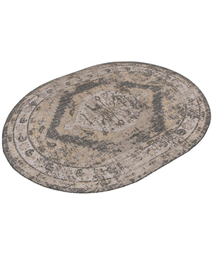 Charcoal 7' 10 x 10' Outdoor Traditional Oval Area Rug Weather Resistant for Patio, Deck, Terrace, Balcony, Porch Classical Design Outside Carpet for Sale at Rug Engine
