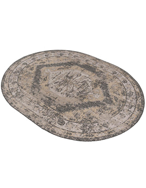 Charcoal 7' 10 x 10' Outdoor Traditional Oval Area Rug Weather Resistant for Patio, Deck, Terrace, Balcony, Porch Classical Design Outside Carpet for Sale at Rug Engine