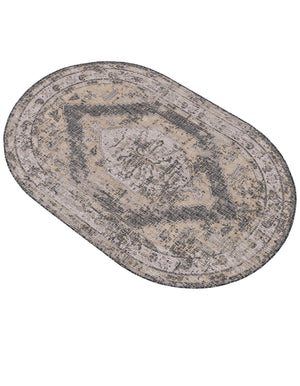 Charcoal 5' 3 x 8' Outdoor Traditional Oval Area Rug Weather Resistant for Patio, Deck, Terrace, Balcony, Porch Classical Design Outside Carpet for Sale at Rug Engine