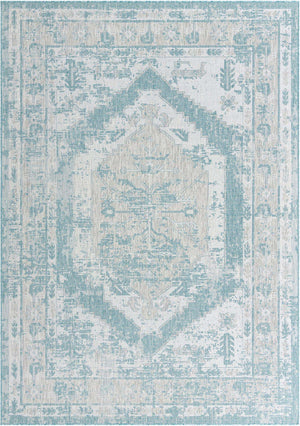Aqua 8' x 11' Outdoor Traditional Rectangle Rug