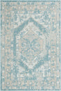 Aqua 6' 1 x 9' Outdoor Traditional Rectangle Area Rug Weather Resistant for Patio, Deck, Terrace, Balcony, Porch Classical Design Outside Carpet for Sale at Rug Engine