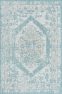 Aqua 5' 3 x 8' Outdoor Traditional Rectangle Area Rug Weather Resistant for Patio, Deck, Terrace, Balcony, Porch Classical Design Outside Carpet for Sale at Rug Engine
