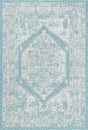 Aqua 4' 1 x 6' 1 Outdoor Traditional Rectangle Area Rug Weather Resistant for Patio, Deck, Terrace, Balcony, Porch Classical Design Outside Carpet for Sale at Rug Engine