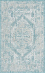 Aqua 3' 1 x 5' 3 Outdoor Traditional Rectangle Area Rug Weather Resistant for Patio, Deck, Terrace, Balcony, Porch Classical Design Outside Carpet for Sale at Rug Engine