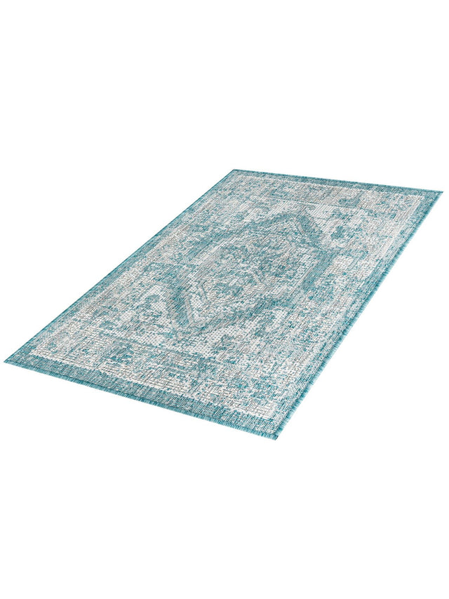 Aqua 2' x 3' 1 Outdoor Traditional Rectangle Area Rug Weather Resistant for Patio, Deck, Terrace, Balcony, Porch Classical Design Outside Carpet for Sale at Rug Engine