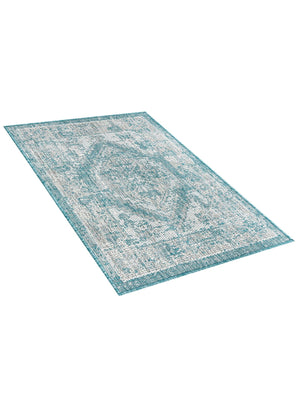 Aqua 2' x 3' 1 Outdoor Traditional Rectangle Area Rug Weather Resistant for Patio, Deck, Terrace, Balcony, Porch Classical Design Outside Carpet for Sale at Rug Engine