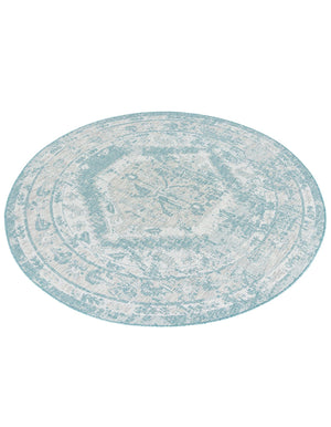 Aqua 7' 10 x 7' 10 Outdoor Traditional Round Area Rug Weather Resistant for Patio, Deck, Terrace, Balcony, Porch Classical Design Outside Carpet for Sale at Rug Engine