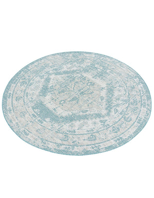 Aqua 7' 10 x 7' 10 Outdoor Traditional Round Area Rug Weather Resistant for Patio, Deck, Terrace, Balcony, Porch Classical Design Outside Carpet for Sale at Rug Engine