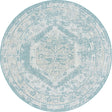 Aqua 7' 10 x 7' 10 Outdoor Traditional Round Area Rug Weather Resistant for Patio, Deck, Terrace, Balcony, Porch Classical Design Outside Carpet for Sale at Rug Engine