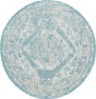 Aqua 5' 3 x 5' 3 Outdoor Traditional Round Area Rug Weather Resistant for Patio, Deck, Terrace, Balcony, Porch Classical Design Outside Carpet for Sale at Rug Engine
