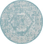 Aqua 4' 1 x 4' 1 Outdoor Traditional Round Area Rug Weather Resistant for Patio, Deck, Terrace, Balcony, Porch Classical Design Outside Carpet for Sale at Rug Engine
